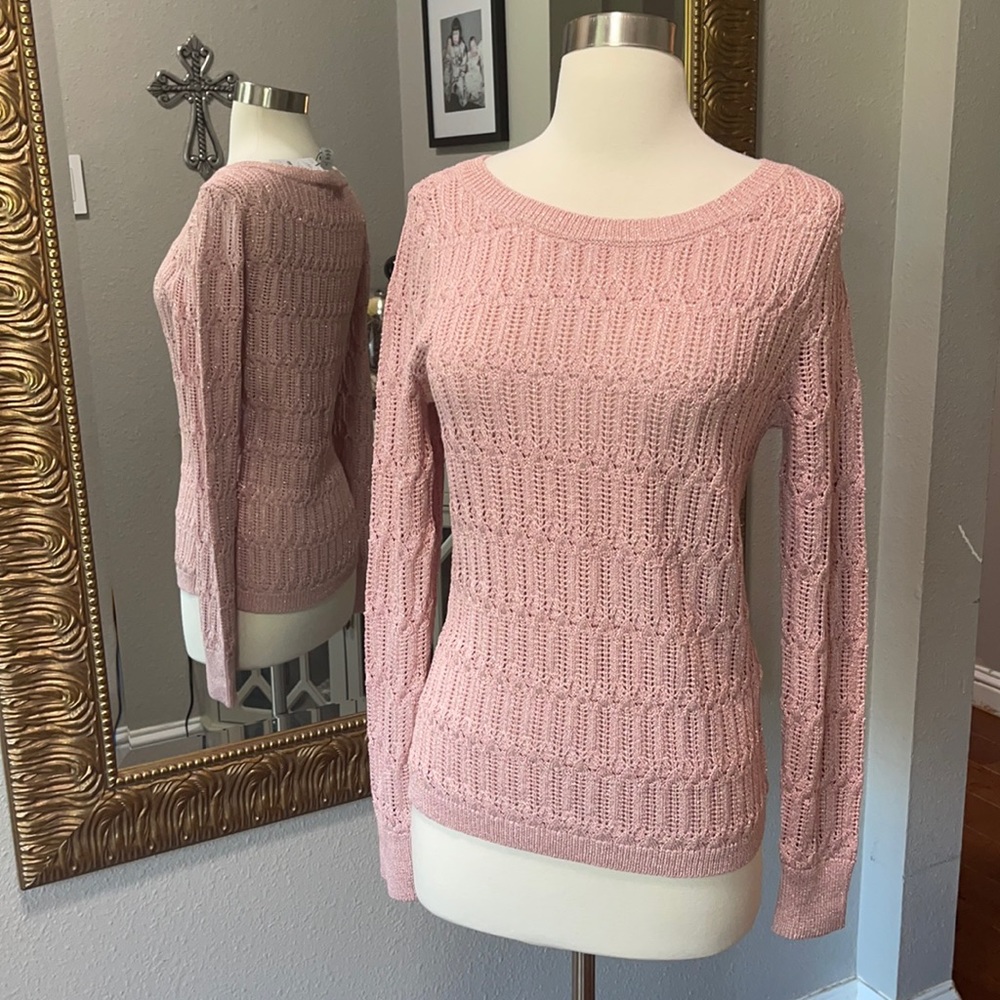 WHBM Blush Pink Metallic Sweater